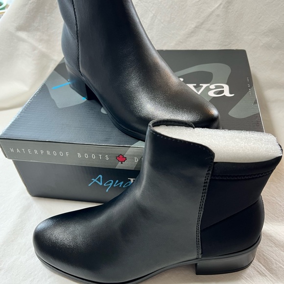 Aqua Diva black leather boots size 36 US 5.5 Wembley boots waterproof - Picture 2 of 10